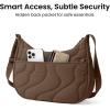 imagetomtoc 9L Puffer Sling Crossbody Bag for Women Trendy Nylon Quilted Crescent Shoulder Bag Purses for 11inch iPad AirPro ampamp Nintendo Switch 2 Puffy Travel Hobo Handbag with Organized Inner PocketsBrown