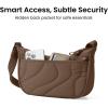 imagetomtoc 9L Puffer Sling Crossbody Bag for Women Trendy Nylon Quilted Crescent Shoulder Bag Purses for 11inch iPad AirPro ampamp Nintendo Switch 2 Puffy Travel Hobo Handbag with Organized Inner PocketsBrown