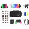 imagetomtoc Carrying Case for Nintendo SwitchOLED Model Large Travel Switch Bag with Pocket for Pro Controller Joy con Grip or AC Adapter Protective Portable Carry Shell with 24 Game CartridgesBlack