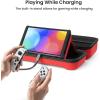 imagetomtoc Carrying Case for Nintendo SwitchOLED Model Large Travel Switch Bag with Pocket for Pro Controller Joy con Grip or AC Adapter Protective Portable Carry Shell with 24 Game CartridgesRed