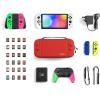 imagetomtoc Carrying Case for Nintendo SwitchOLED Model Large Travel Switch Bag with Pocket for Pro Controller Joy con Grip or AC Adapter Protective Portable Carry Shell with 24 Game CartridgesRed