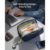 imagetomtoc Electronic Organizer Accessory Pouch for MacBook Charger Cables Power Bank Hard Drive Cords Waterresistant Storage Bag with Removable Card Slots for USB Adapter Memory Card BlackNavy Blue