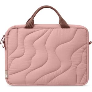 imagetomtoc 1314 Inch Protective Puffy Laptop Carrying Bag for Women Lightweight Laptop Briefcase Fits 14inch MacBook Pro M5 2025 ampamp Other 13quot14quot Computers Work Bag Case Handbag with Organized StorageSaltblush