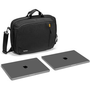 imagetomtoc 16inch Dual Compartment Laptop Briefcase for 2 Laptops Business Protective Laptop Messenger Shoulder Bag for a Laptop a Portable Monitor Waterresistant Multifunctional Computer Work Bag