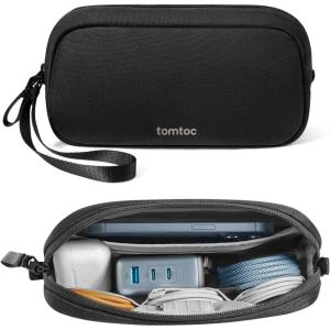 imagetomtoc Electronics Organizer Travel Case Water Resistant Travel Bag Cable Organizer for Essentials Tech Pouch Accessories Carry Storage for Cord Phone Cables Airpods USB Flash Drive Daily ItemsBlack