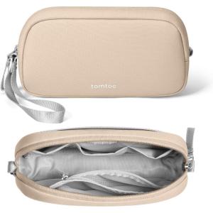 imagetomtoc Electronics Organizer Travel Case Water Resistant Travel Bag Cable Organizer for Essentials Tech Pouch Accessories Carry Storage for Cord Phone Cables Airpods USB Flash Drive Daily ItemsNatural Sand