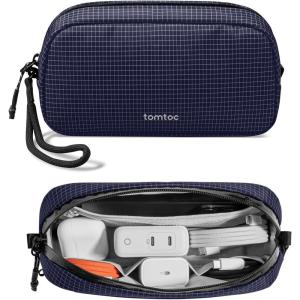 imagetomtoc Electronics Organizer Travel Case Water Resistant Travel Bag Cable Organizer for Essentials Tech Pouch Accessories Carry Storage for Cord Phone Cables Airpods USB Flash Drive Daily ItemsNavy Blue Plaid
