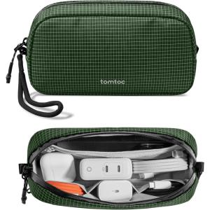 imagetomtoc Electronics Organizer Travel Case Water Resistant Travel Bag Cable Organizer for Essentials Tech Pouch Accessories Carry Storage for Cord Phone Cables Airpods USB Flash Drive Daily ItemsGreen Plaid