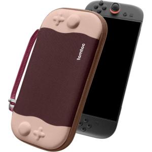 imagetomtoc Slim Carrying Case for Nintendo Switch 2 Model 2025 Odorless Felt Protective Hard Shell with 12 Game Card Slots Portable Travel Storage Case with Original Patent and Military Grade ProtectionCherry