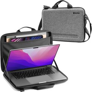 imagetomtoc Slim Hard Case for 13inch MacBook Air M3 2024 M2A2681 M1A2337 MacBook Pro 20222016 M2A2686 M1A2338 Organized Protective Shoulder Bag with Tablet Pocket for Up to 11 iPad AirProGray
