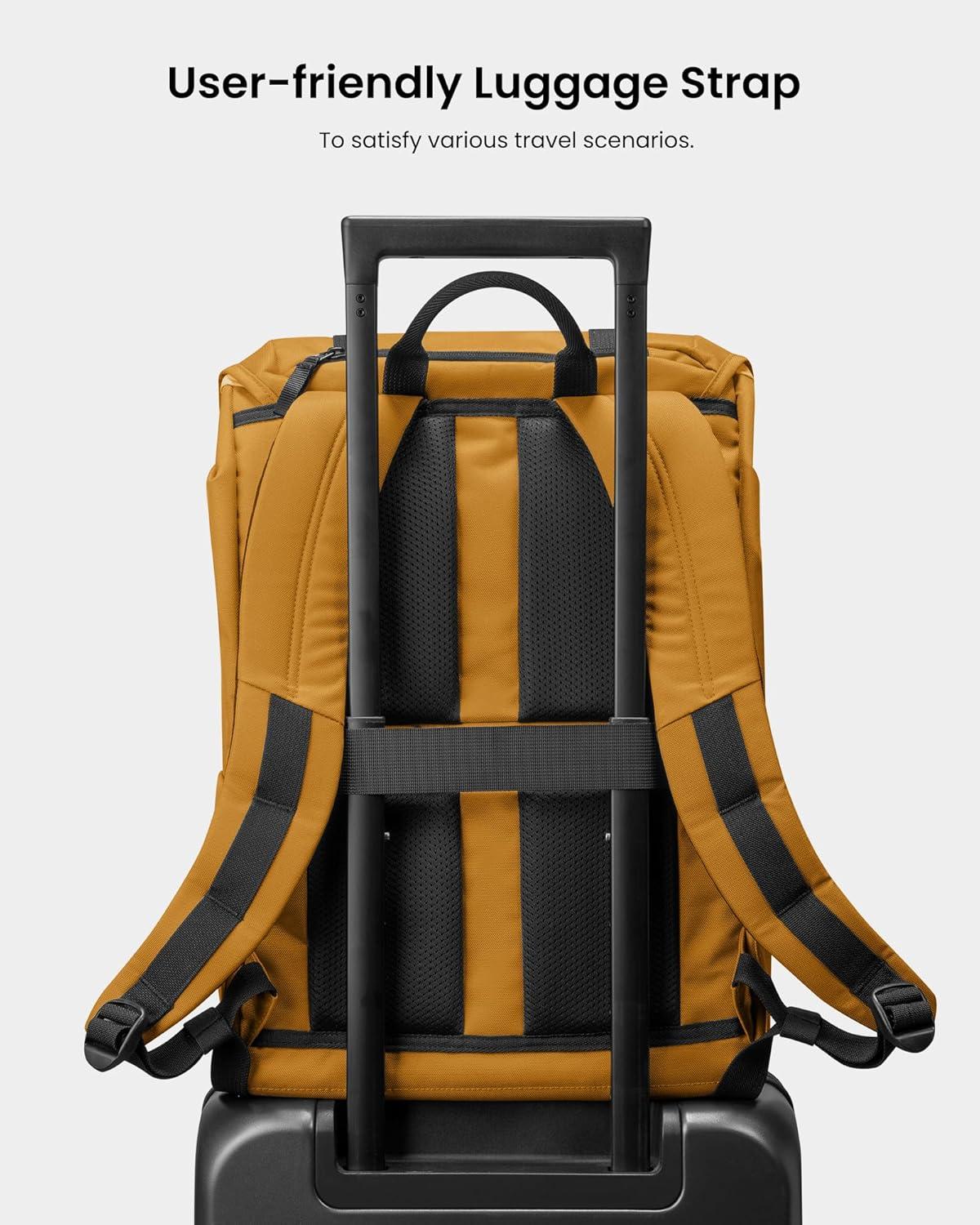 imagetomtoc Flap Laptop Backpack Lightweight WaterResistant Casual Daypack Durable Workpack Vintage Classic Rucksack for 13156 Inch Laptop perfect for Campus Street 22L BlackYellow
