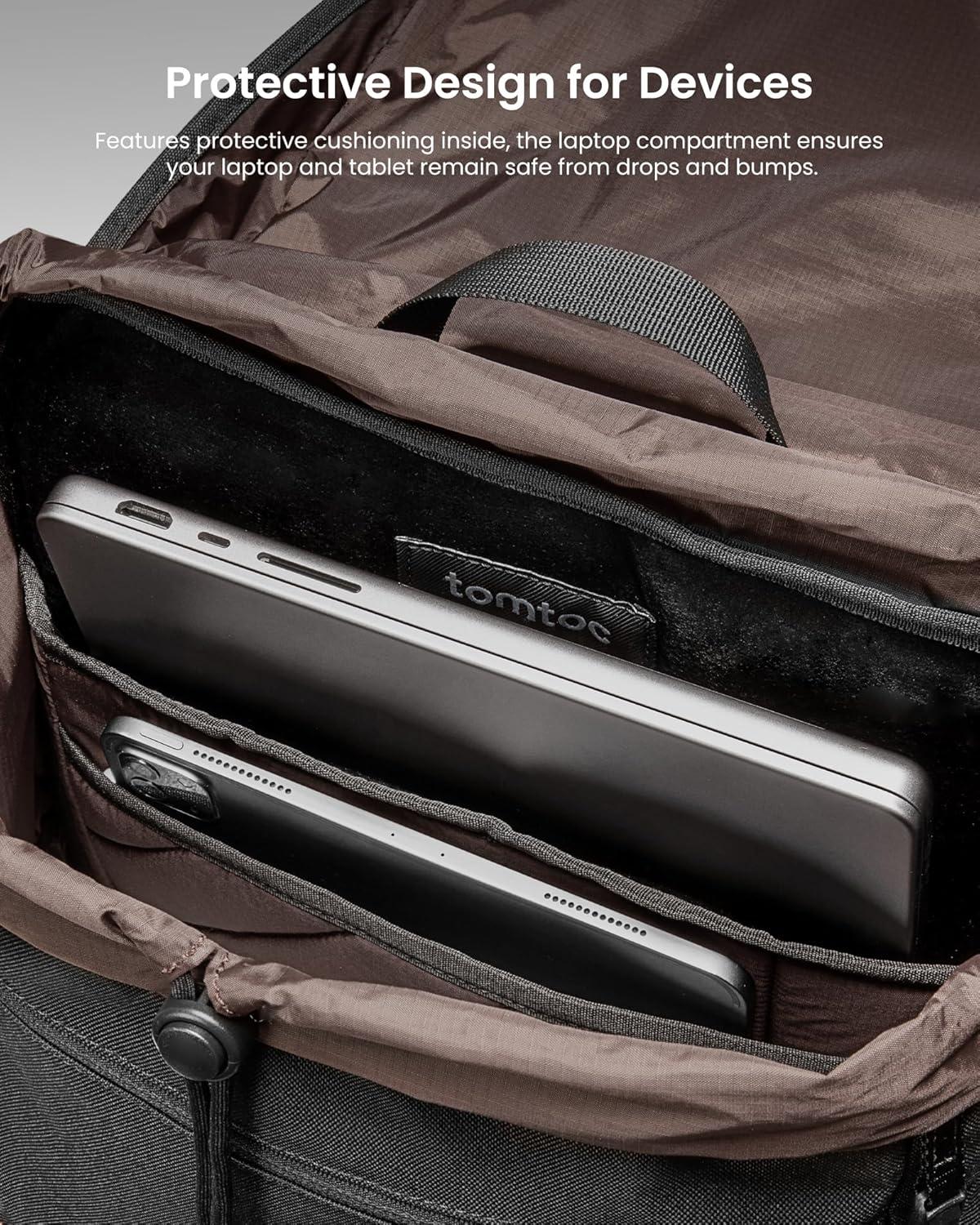 imagetomtoc Flap Laptop Backpack Lightweight WaterResistant Casual Daypack Durable Workpack Vintage Classic Rucksack for 13156 Inch Laptop perfect for Campus Street 22L BlackBlack