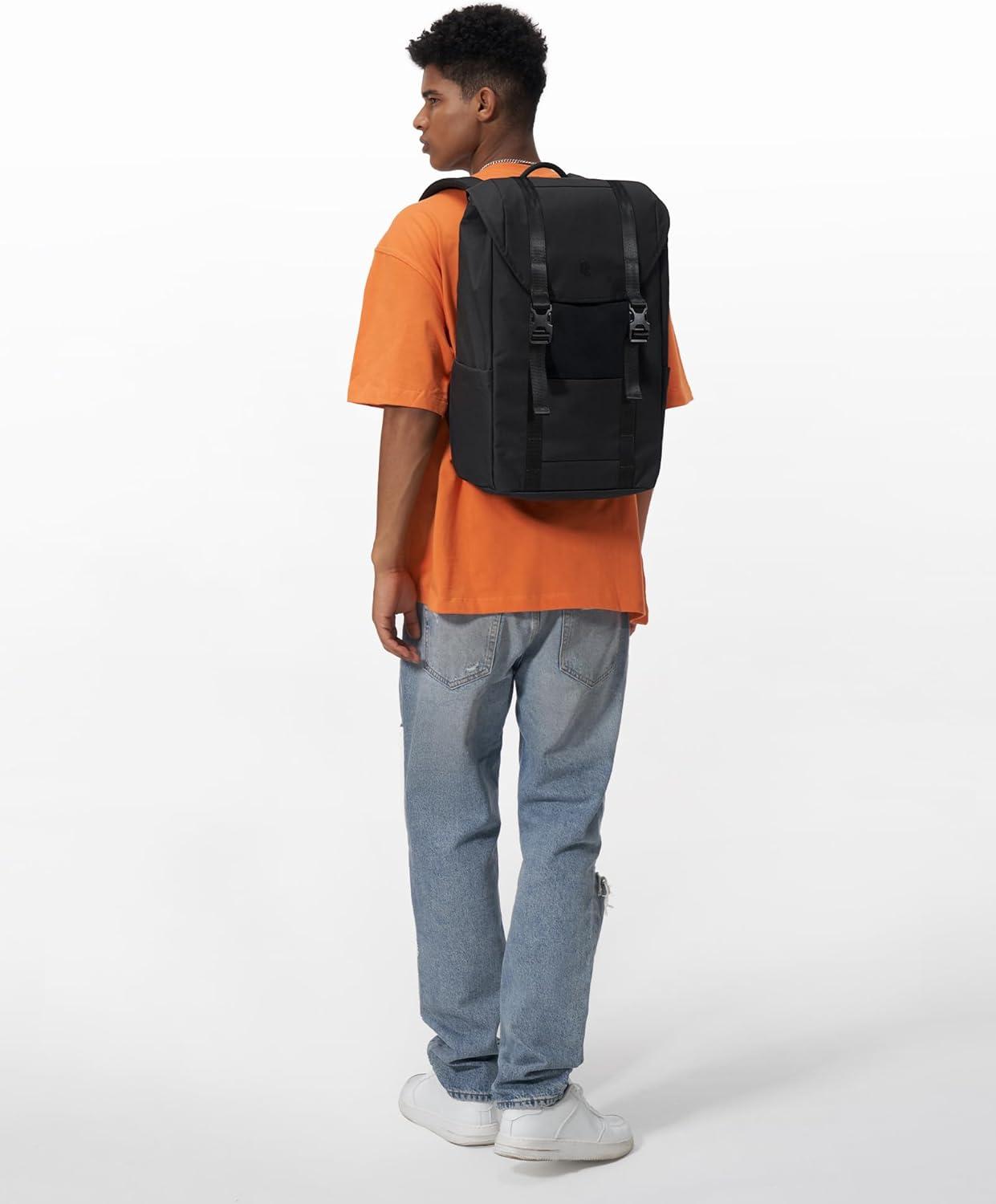 imagetomtoc Flap Laptop Backpack Lightweight WaterResistant Casual Daypack Durable Workpack Vintage Classic Rucksack for 13156 Inch Laptop perfect for Campus Street 22L BlackDark