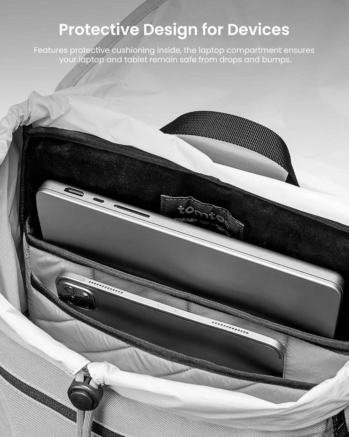 imagetomtoc Flap Laptop Backpack Lightweight WaterResistant Casual Daypack Durable Workpack Vintage Classic Rucksack for 13156 Inch Laptop perfect for Campus Street 22L BlackGray