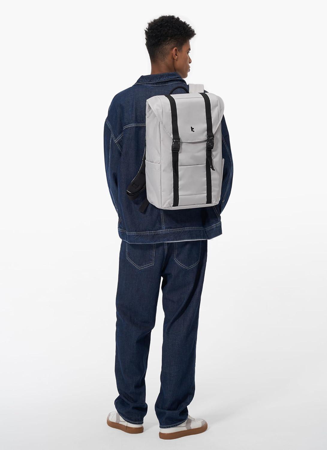 imagetomtoc Flap Laptop Backpack Lightweight WaterResistant Casual Daypack Durable Workpack Vintage Classic Rucksack for 13156 Inch Laptop perfect for Campus Street 22L BlackGray