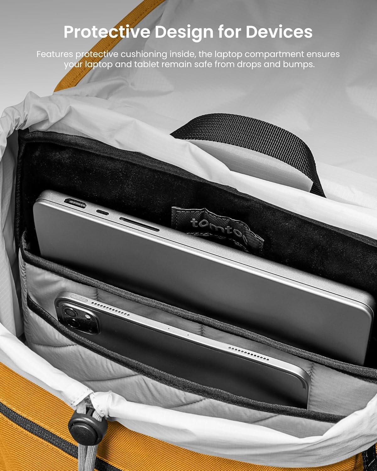 imagetomtoc Flap Laptop Backpack Lightweight WaterResistant Casual Daypack Durable Workpack Vintage Classic Rucksack for 13156 Inch Laptop perfect for Campus Street 22L BlackYellow