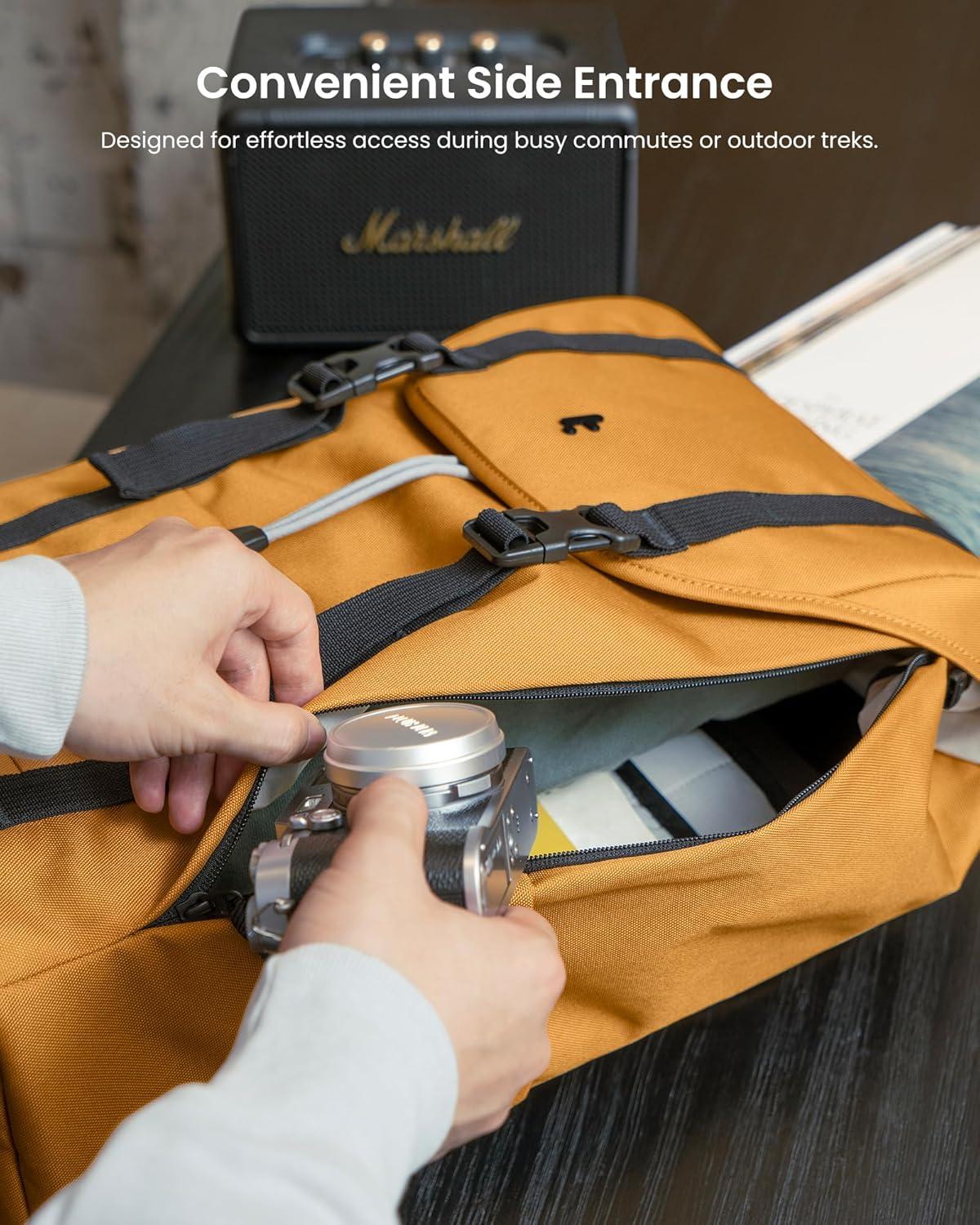 imagetomtoc Flap Laptop Backpack Lightweight WaterResistant Casual Daypack Durable Workpack Vintage Classic Rucksack for 13156 Inch Laptop perfect for Campus Street 22L BlackYellow