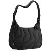 imagetomtoc Puffer Sling Crossbody Bag for Women Trendy Nylon Quilted Crescent Shoulder Bag Purses Puffy Travel Hobo HandbagBlackm