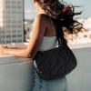 imagetomtoc Puffer Sling Crossbody Bag for Women Trendy Nylon Quilted Crescent Shoulder Bag Purses Puffy Travel Hobo HandbagBlackm
