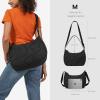 imagetomtoc Puffer Sling Crossbody Bag for Women Trendy Nylon Quilted Crescent Shoulder Bag Purses Puffy Travel Hobo HandbagBlackm
