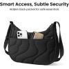 imagetomtoc Puffer Sling Crossbody Bag for Women Trendy Nylon Quilted Crescent Shoulder Bag Purses Puffy Travel Hobo HandbagBlackm