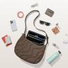 imagetomtoc Puffer Sling Crossbody Bag for Women Trendy Nylon Quilted Crescent Shoulder Bag Purses Puffy Travel Hobo HandbagBrownm