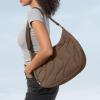 imagetomtoc Puffer Sling Crossbody Bag for Women Trendy Nylon Quilted Crescent Shoulder Bag Purses Puffy Travel Hobo HandbagBrownm