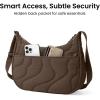 imagetomtoc Puffer Sling Crossbody Bag for Women Trendy Nylon Quilted Crescent Shoulder Bag Purses Puffy Travel Hobo HandbagBrownm