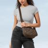 imagetomtoc Puffer Sling Crossbody Bag for Women Trendy Nylon Quilted Crescent Shoulder Bag Purses Puffy Travel Hobo HandbagBrowns