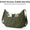 imagetomtoc Puffer Sling Crossbody Bag for Women Trendy Nylon Quilted Crescent Shoulder Bag Purses Puffy Travel Hobo HandbagGreenm