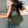 imagetomtoc Puffer Sling Crossbody Bag for Women Trendy Nylon Quilted Crescent Shoulder Bag Purses Puffy Travel Hobo HandbagGreenm