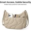 imagetomtoc Puffer Sling Crossbody Bag for Women Trendy Nylon Quilted Crescent Shoulder Bag Purses Puffy Travel Hobo HandbagKhakim