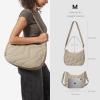 imagetomtoc Puffer Sling Crossbody Bag for Women Trendy Nylon Quilted Crescent Shoulder Bag Purses Puffy Travel Hobo HandbagKhakim