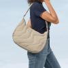 imagetomtoc Puffer Sling Crossbody Bag for Women Trendy Nylon Quilted Crescent Shoulder Bag Purses Puffy Travel Hobo HandbagKhakim