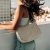 imagetomtoc Puffer Sling Crossbody Bag for Women Trendy Nylon Quilted Crescent Shoulder Bag Purses Puffy Travel Hobo HandbagKhakim