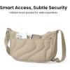 imagetomtoc Puffer Sling Crossbody Bag for Women Trendy Nylon Quilted Crescent Shoulder Bag Purses Puffy Travel Hobo HandbagKhakis