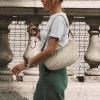 imagetomtoc Puffer Sling Crossbody Bag for Women Trendy Nylon Quilted Crescent Shoulder Bag Purses Puffy Travel Hobo HandbagKhakis