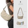 imagetomtoc Puffer Sling Crossbody Bag for Women Trendy Nylon Quilted Crescent Shoulder Bag Purses Puffy Travel Hobo HandbagKhakis
