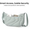 imagetomtoc Puffer Sling Crossbody Bag for Women Trendy Nylon Quilted Crescent Shoulder Bag Purses Puffy Travel Hobo HandbagLight Blues