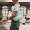 imagetomtoc Puffer Sling Crossbody Bag for Women Trendy Nylon Quilted Crescent Shoulder Bag Purses Puffy Travel Hobo HandbagLight Blues