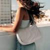 imagetomtoc Puffer Sling Crossbody Bag for Women Trendy Nylon Quilted Crescent Shoulder Bag Purses Puffy Travel Hobo HandbagWhitem
