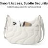 imagetomtoc Puffer Sling Crossbody Bag for Women Trendy Nylon Quilted Crescent Shoulder Bag Purses Puffy Travel Hobo HandbagWhitem