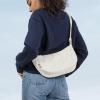 imagetomtoc Puffer Sling Crossbody Bag for Women Trendy Nylon Quilted Crescent Shoulder Bag Purses Puffy Travel Hobo HandbagWhites