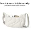 imagetomtoc Puffer Sling Crossbody Bag for Women Trendy Nylon Quilted Crescent Shoulder Bag Purses Puffy Travel Hobo HandbagWhites