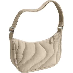 imagetomtoc Puffer Sling Crossbody Bag for Women Trendy Nylon Quilted Crescent Shoulder Bag Purses Puffy Travel Hobo HandbagKhakis