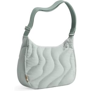 imagetomtoc Puffer Sling Crossbody Bag for Women Trendy Nylon Quilted Crescent Shoulder Bag Purses Puffy Travel Hobo HandbagLight Bluem