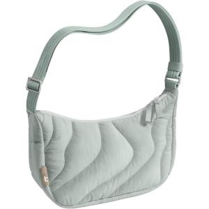 imagetomtoc Puffer Sling Crossbody Bag for Women Trendy Nylon Quilted Crescent Shoulder Bag Purses Puffy Travel Hobo HandbagLight Blues