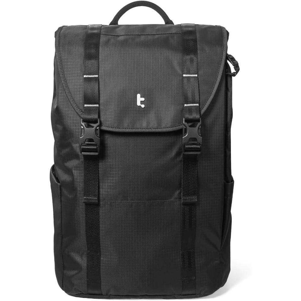 imagetomtoc Flap Laptop Backpack Lightweight WaterResistant Casual Daypack Durable Workpack Vintage Classic Rucksack for 1316 Inch Laptop perfect for Campus Street 22LBlack Lightweight