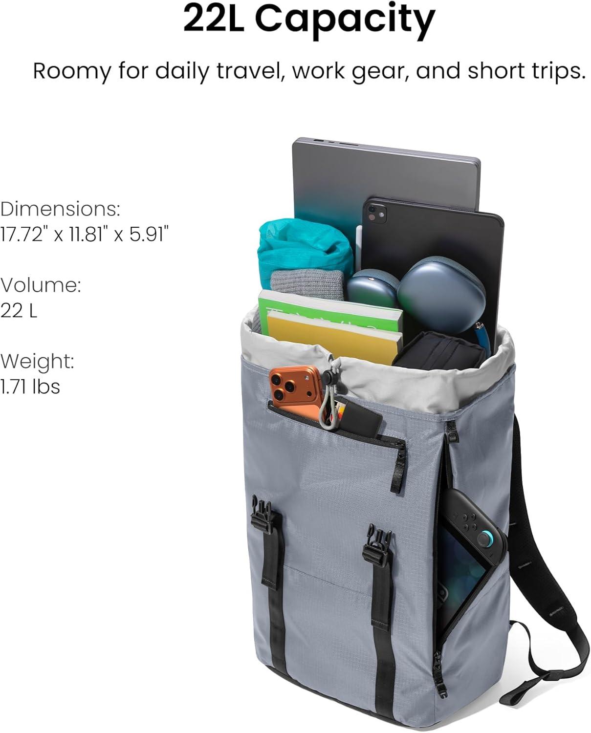 imagetomtoc Flap Laptop Backpack Lightweight WaterResistant Casual Daypack Durable Workpack Vintage Classic Rucksack for 1316 Inch Laptop perfect for Campus Street 22LGray Lightweight