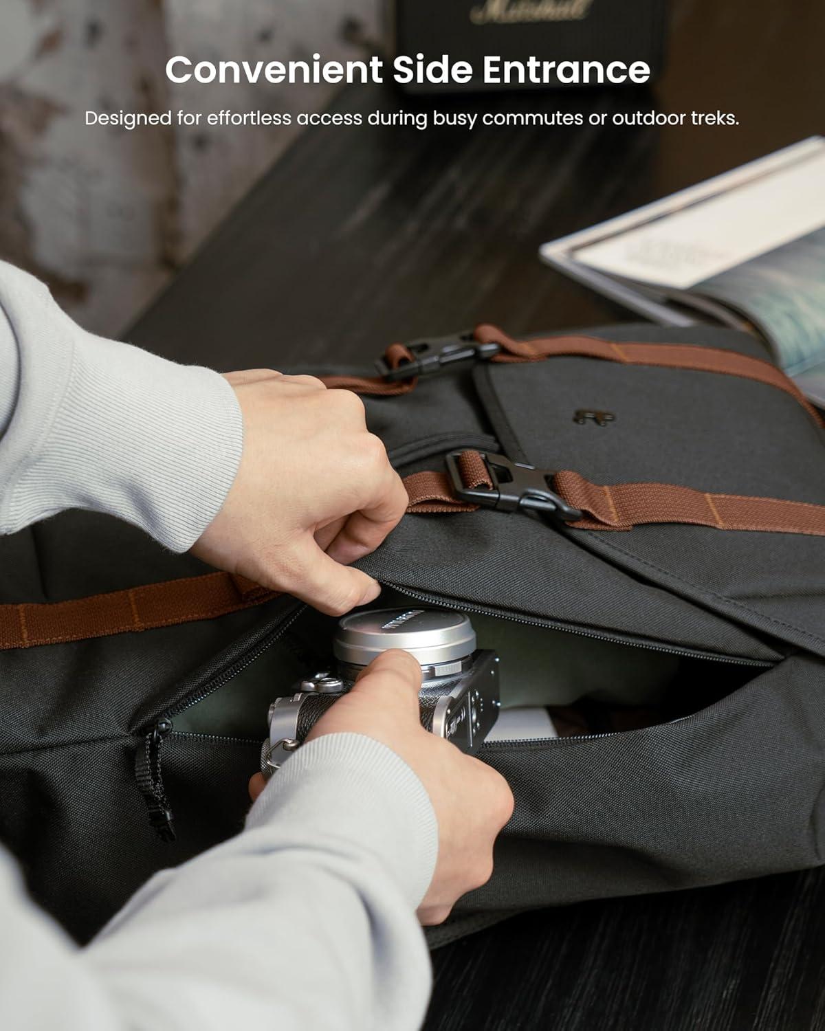 imagetomtoc Flap Laptop Backpack Lightweight WaterResistant Casual Daypack Durable Workpack Vintage Classic Rucksack for 1316 Inch Laptop perfect for Campus Street 22LBlack